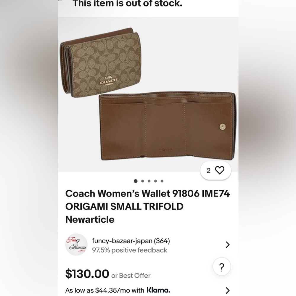 COACH EUC Origami Small Trifold Wallet - Picture 8 of 8